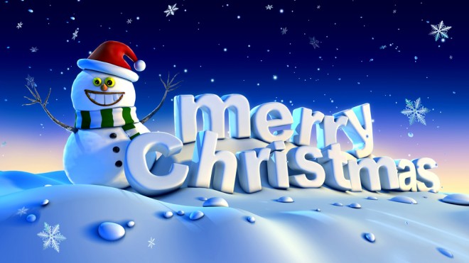 Snowman says Merry Christmas